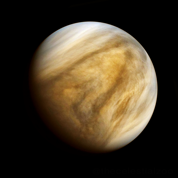 Imagem do planeta Vênus, segundo planeta do sistema solar em termos de proximidade ao Sol.