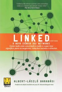 capa do livro linked a nova ciência dos networks, escrito por Albert-Laszlo Barabasi e publicado pela editora Leopardo, em tons de verde, branco e laranja