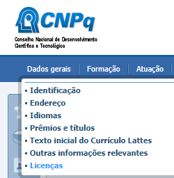 Foto indicando a localização da nova opção de inclusão de Licenças, que inclui a Licença-maternidade