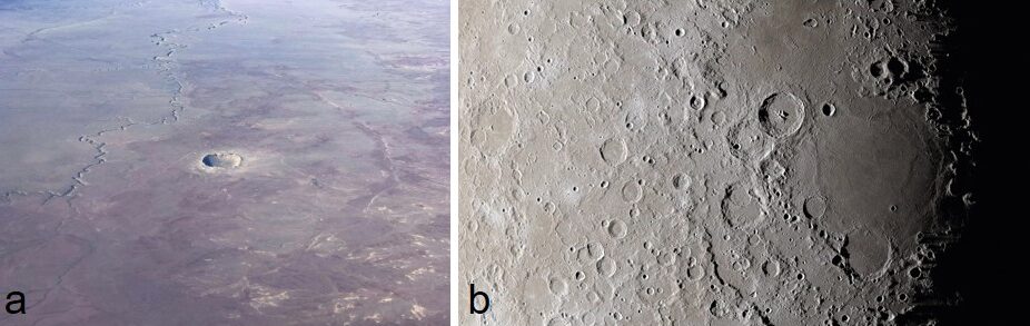 cratera terra e crateras na lua